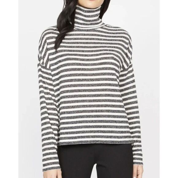 Sanctuary Nikolai Metallic Turtleneck Knit Top Blouse Stripe XS NWT - Picture 1 of 6